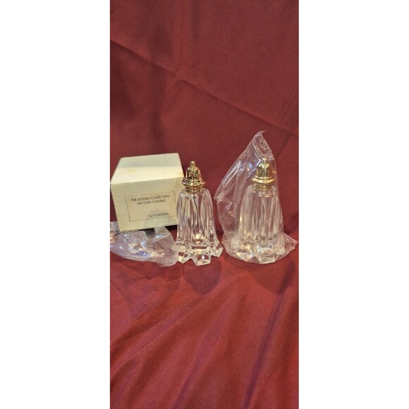 NOS Crystal Salt and Pepper Shakers from The Golden Collection New Old Stock Box - Picture 1 of 5